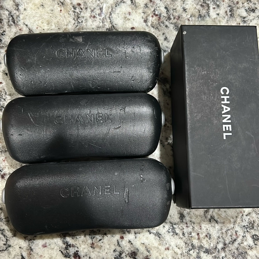 Well loved Chanel eye glass cases.  Authentic. Purchased with old eyeglasses